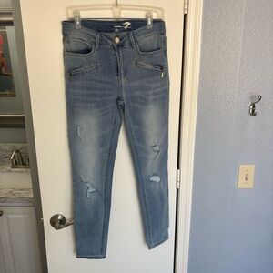 Seven 7 Blue Distressed Jeans with Zippers